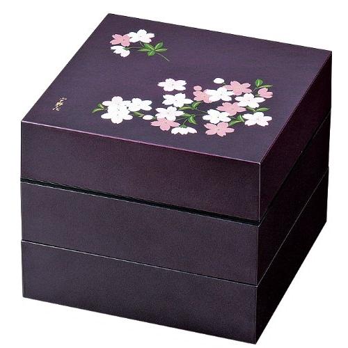 Jubako Chiyo Akebono Cherry Tree Purple Three-Tiered