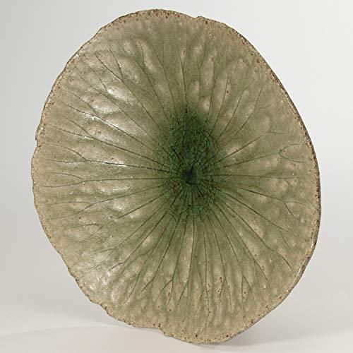 Shigaraki Ware Hechimon Stem Plate Lotus Leaf 3-1587