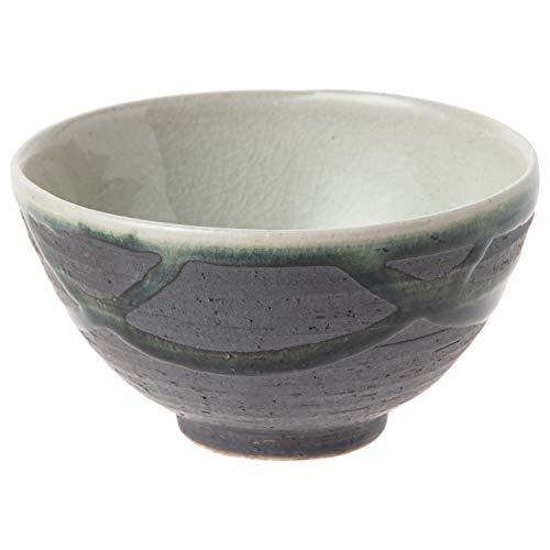 Marui Seito Shigaraki Ware Hechimon Rice Bowl Black Glaze Mr-3-3500 11.5Cm