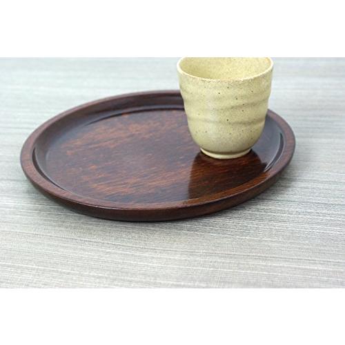 Nakanishi Kogei Kishu Coloring, Hollowed-Out Round Tray, Plate Type, Brown Dyed, 24Cm, 22-10-5A