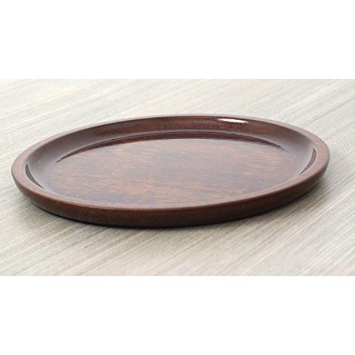 Nakanishi Kogei Kishu Coloring, Hollowed-Out Round Tray, Plate Type, Brown Dyed, 24Cm, 22-10-5A