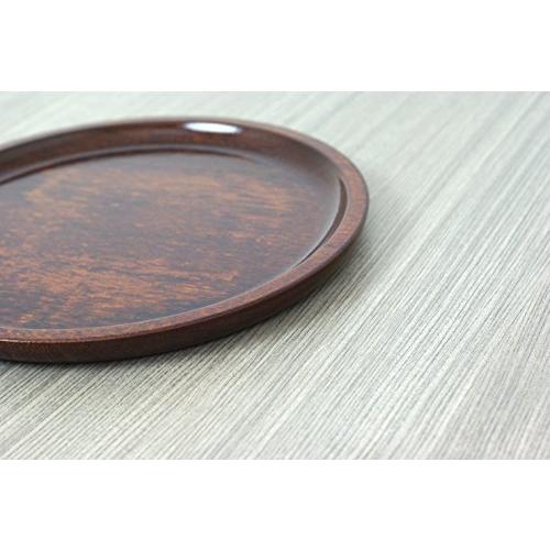 Nakanishi Kogei Kishu Coloring, Hollowed-Out Round Tray, Plate Type, Brown Dyed, 24Cm, 22-10-5A