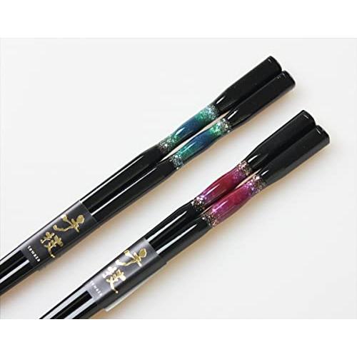 Fujishiro Kogei Chopsticks, Dishwasher Safe, Wakasa-lacquered Couple Chopsticks, Tonbodama Eternal, in Paulownia Box 43388-1