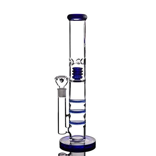 Aoheuo 15.3 Inch Glass Bong 18Mm Joint Recycler Glass Bong Bong (Blue)