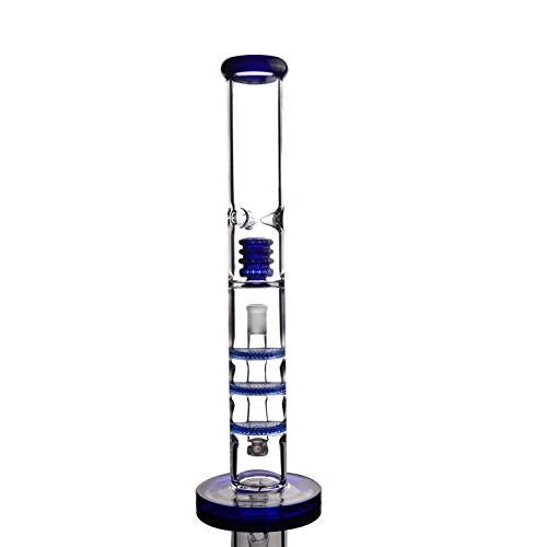 Aoheuo 15.3 Inch Glass Bong 18Mm Joint Recycler Glass Bong Bong (Blue)