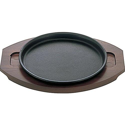 Ikenaga Tekko Iron Plate Yakisoba Plate 20Cm Ih Compatible With Wooden Stand Pottery Casting 00335