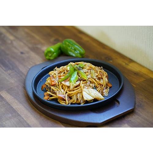 Ikenaga Tekko Iron Plate Yakisoba Plate 20Cm Ih Compatible With Wooden Stand Pottery Casting 00335