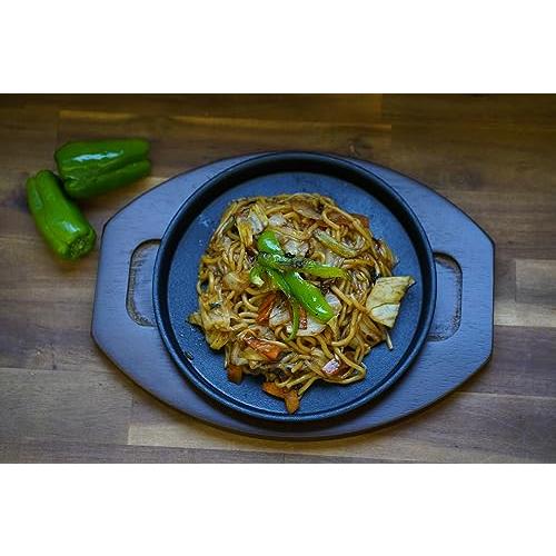 Ikenaga Tekko Iron Plate Yakisoba Plate 20Cm Ih Compatible With Wooden Stand Pottery Casting 00335