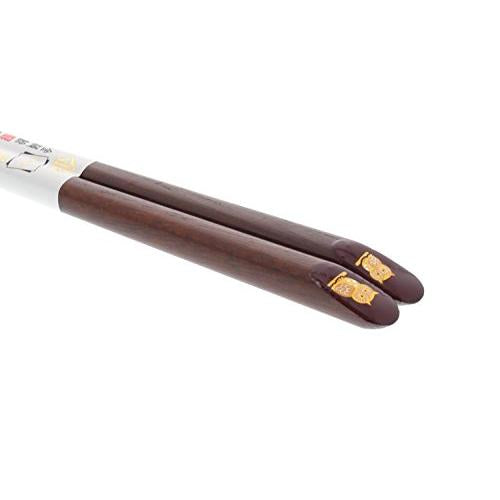 Ishida Japanese Chopsticks Kinza Owl Wooden (Natural Wood) Lacquer Tip Corner 20.5cm