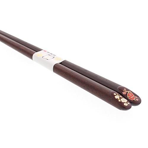 Chopsticks Kinza red and white plum wooden (natural wood) lacquer tip 20.5cm