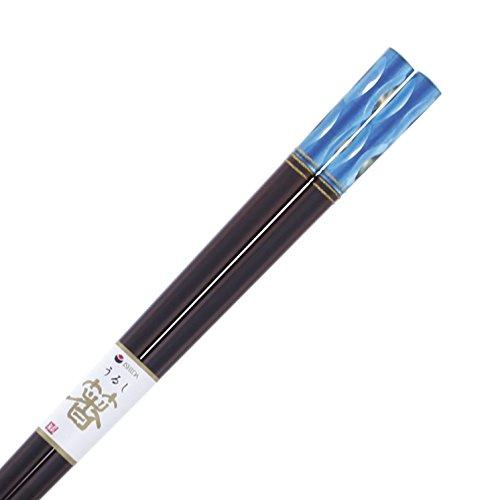 Ishida Japanese Chopsticks Aclear Kiriko Wooden (Natural Wood) Lacquer Painted Blue 23.5cm