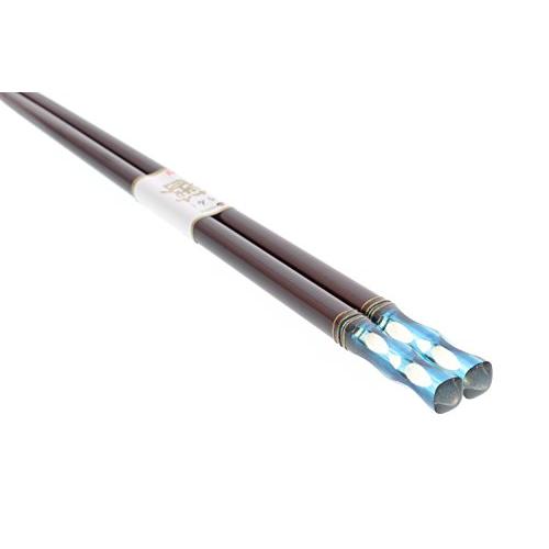 Ishida Japanese Chopsticks Aclear Kiriko Wooden (Natural Wood) Lacquer Painted Blue 23.5cm