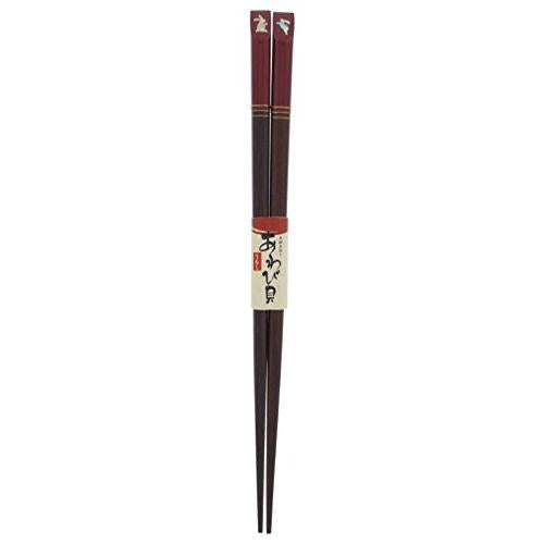 Ishida Japanese Chopsticks Shellwork Abalone Color Rabbit Wooden (Natural Wood) Lacquer Painted 20.5cm Vermilion 11172-0