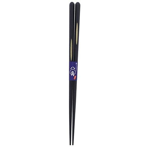 Ishida Chopsticks Octagonal Pure Gold Surface Wooden (Natural Wood) Lacquer Tip Corner 23cm Black