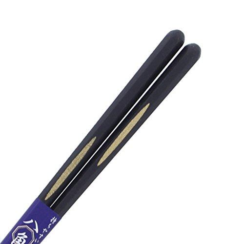 Ishida Chopsticks Octagonal Pure Gold Surface Wooden (Natural Wood) Lacquer Tip Corner 23cm Black