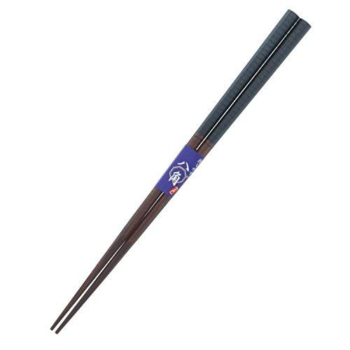 Ishida Japanese Chopsticks Octagonal Line Wooden (Natural Wood) Lacquer Tip Corner 23cm Black