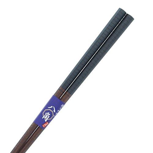 Ishida Japanese Chopsticks Octagonal Line Wooden (Natural Wood) Lacquer Tip Corner 23cm Black