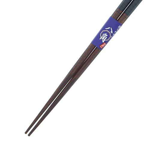 Ishida Japanese Chopsticks Octagonal Line Wooden (Natural Wood) Lacquer Tip Corner 23cm Black