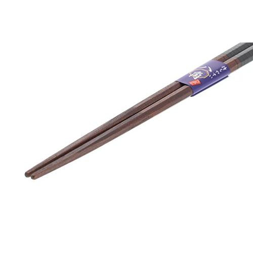 Ishida Japanese Chopsticks Octagonal Line Wooden (Natural Wood) Lacquer Tip Corner 23cm Black