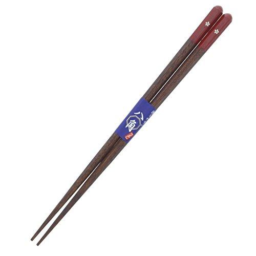 Ishida Japanese Chopsticks Octagonal Cherry Blossom Wooden (Natural Wood) Lacquer Tip Corner 20.5cm Vermilion