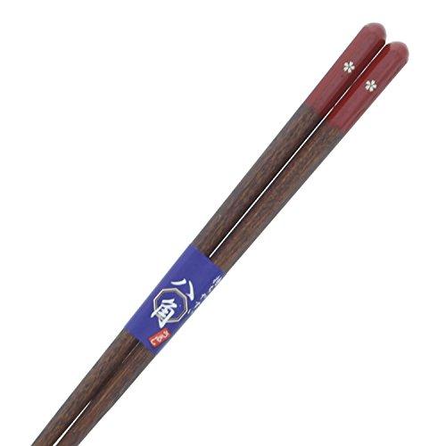 Ishida Japanese Chopsticks Octagonal Cherry Blossom Wooden (Natural Wood) Lacquer Tip Corner 20.5cm Vermilion