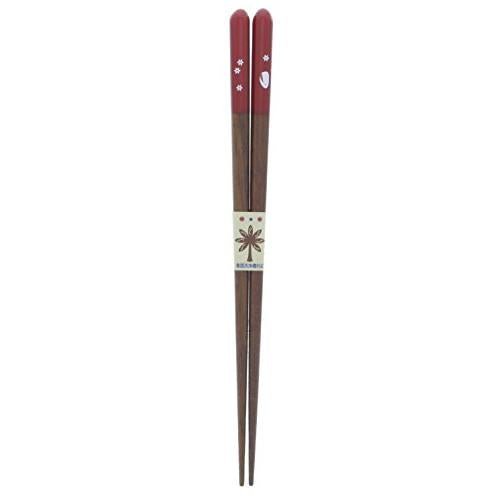 Ishida Japanese Chopsticks Flower Rabbit Wooden (Natural Wood) Acrylic 18cm Red