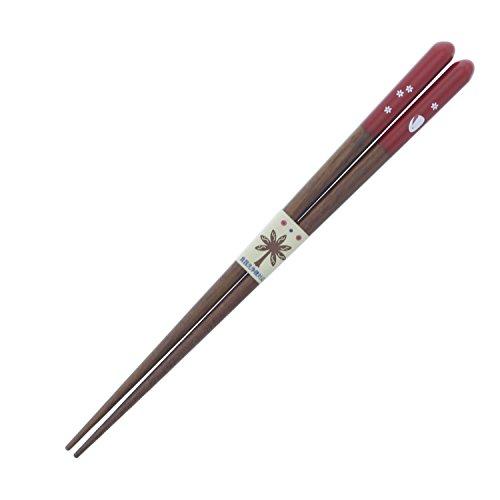 Ishida Japanese Chopsticks Flower Rabbit Wooden (Natural Wood) Acrylic 18cm Red