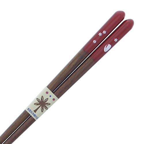 Ishida Japanese Chopsticks Flower Rabbit Wooden (Natural Wood) Acrylic 18cm Red