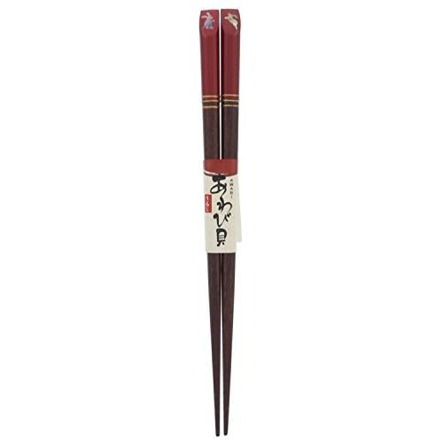 Ishida Japanese Chopsticks Shellwork Abalone Aya Rabbit Wooden (Natural Wood) Lacquered Red 16.5cm