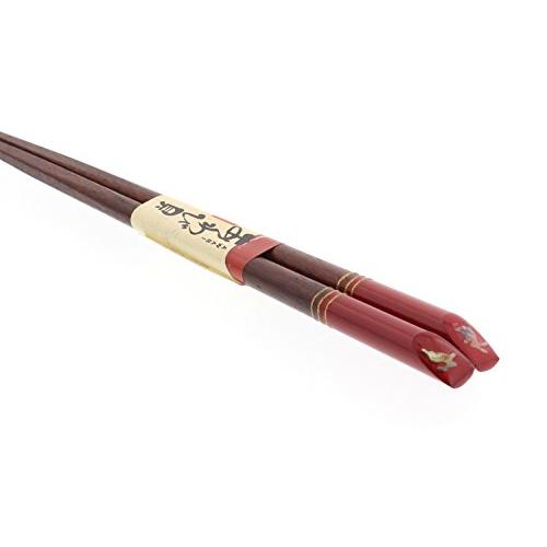 Ishida Japanese Chopsticks Shellwork Abalone Aya Rabbit Wooden (Natural Wood) Lacquered Red 16.5cm