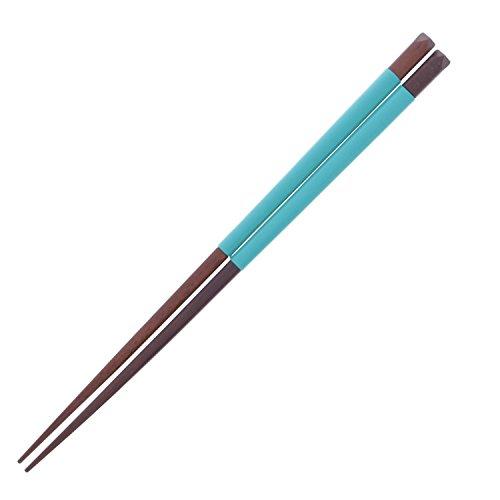 Ishida Japanese Chopsticks Silicone Lacquer Painted Wooden (Natural Wood) Blue 23cm