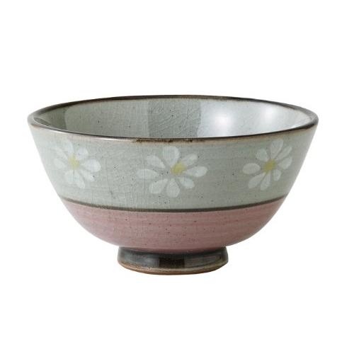 Hasami Ware Rice Bowl, Flower Pattern, Red, Made In Japan 60119