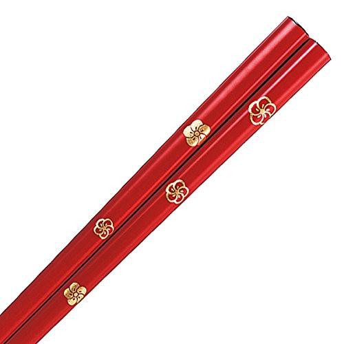 Issou Japanese-made chopsticks, lacquer (Wajima lacquer), plum flower pattern (Umekamon) 21.5cm