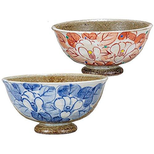 Japanese Tableware Kutani Ware Couple'S Bowl Camellia Ak5-0517