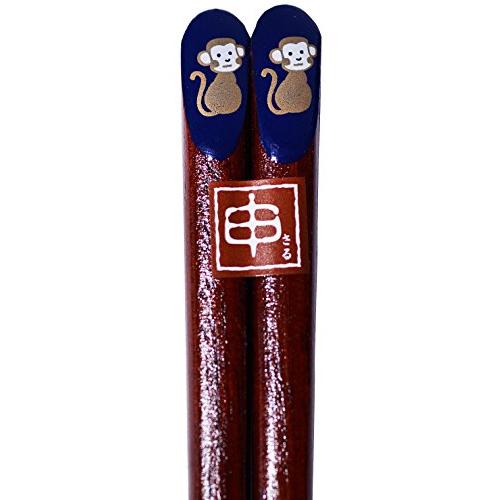 Wakasa Painted Chopsticks, Turning, Zodiac Chopsticks, Monkey, 23cm, Made in Japan 12917-6