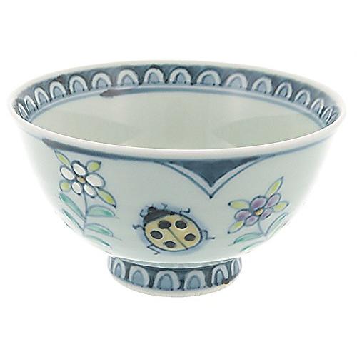 Hasami Ware Rinkurou Kiln Yumeji Rice Bowl Large Ladybug 009516C101