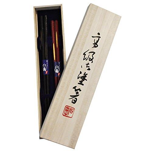 High-quality couple-painted chopsticks in paulownia box, octagonal pure gold water surface, 23.20.5cm, 2 servings 63111-2