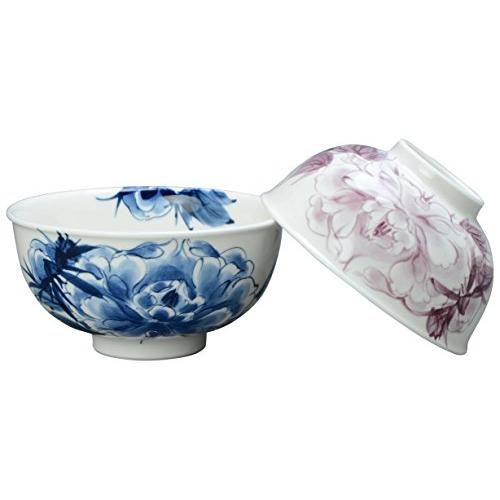 Kyoto Ware, Kiyomizu Ware, Pottery Kiln, Set Rice Bowl, Dyed Flower Peony Kta548
