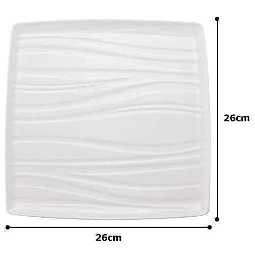 Narumi Plate Styles White 26Cm Square Relief Made In Japan 50786-3526