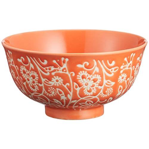 Nishida Japanese Tableware Tea Bowl 6 Colors Tanbobo Pattern Rice Bowl (No. 4.5) (Orange)/Home Restaurant/Commercial Tableware/Tea Bowl/Ochazuke/Rice Bowl/12