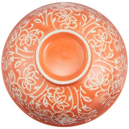 Nishida Japanese Tableware Tea Bowl 6 Colors Tanbobo Pattern Rice Bowl (No. 4.5) (Orange)/Home Restaurant/Commercial Tableware/Tea Bowl/Ochazuke/Rice Bowl/12