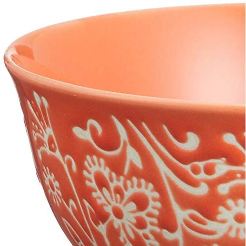 Nishida Japanese Tableware Tea Bowl 6 Colors Tanbobo Pattern Rice Bowl (No. 4.5) (Orange)/Home Restaurant/Commercial Tableware/Tea Bowl/Ochazuke/Rice Bowl/12