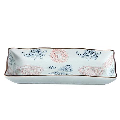 Nishida Perfect For Stylish Japanese Cuisine, No. 8 Decorative Frame Long Plate (Large Red Rose)