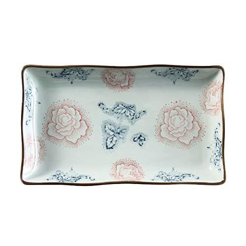 Nishida Perfect For Stylish Japanese Cuisine, No. 8 Decorative Frame Long Plate (Large Red Rose)