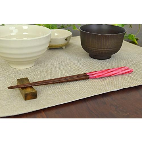 Aoba Chopsticks Natural Wood Amedama Nejiri Red 23cm