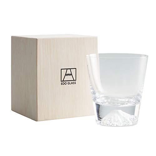 Tajima Glass Glass Edo Glass Mt. Fuji rocks glass in wooden box (clear (no surface treatment))