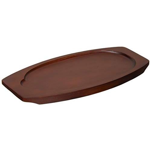 Pearl Metal Steak Plate Iron Plate 24Cm Oval Shape With Handle Wooden Plate Hb-3025