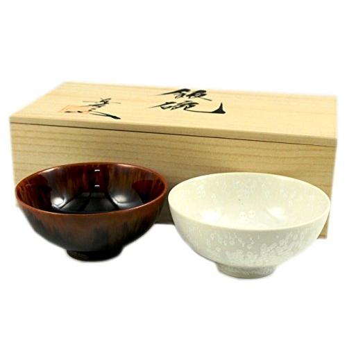 Arita Ware, Shinemon Kiln, Kami-Tenmoku, Shiro-Tenmoku, Pair Of Tea Bowls (Couple Tea Bowls), Wooden Box, Kiln Variant, Glaze Color