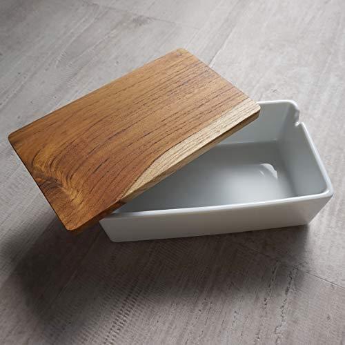 Lolo | Butter Case | 200G | Wooden Lid | White | Pottery | Made In Japan |