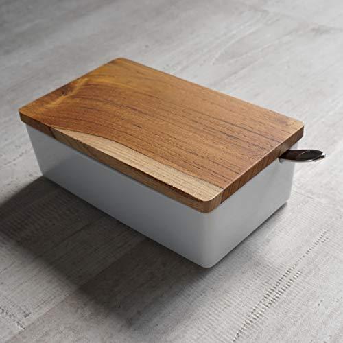 Lolo | Butter Case | 200G | Wooden Lid | White | Pottery | Made In Japan |